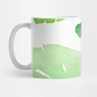 tropical green leaves in a soft watercolor Mug